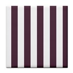 Vertical Stripes - White and Eggplant Violet Tile Coaster