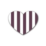 Vertical Stripes - White and Eggplant Violet Heart Coaster (4 pack)