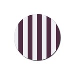 Vertical Stripes - White and Eggplant Violet Rubber Coaster (Round)