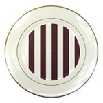 Vertical Stripes - White and Eggplant Violet Porcelain Plate