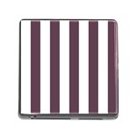 Vertical Stripes - White and Eggplant Violet Memory Card Reader (Square)