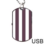 Vertical Stripes - White and Eggplant Violet Dog Tag USB Flash (One Side)