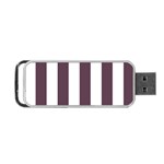 Vertical Stripes - White and Eggplant Violet Portable USB Flash (One Side)