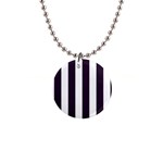 Vertical Stripes - White and Dark Purple 1  Button Necklace