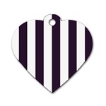 Vertical Stripes - White and Dark Purple Dog Tag Heart (Two Sides)