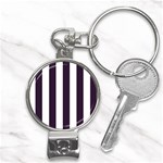 Vertical Stripes - White and Dark Purple Nail Clippers Key Chain