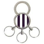 Vertical Stripes - White and Dark Purple 3-Ring Key Chain