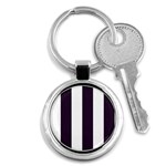 Vertical Stripes - White and Dark Purple Key Chain (Round)