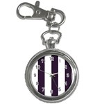 Vertical Stripes - White and Dark Purple Key Chain Watch