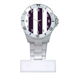 Vertical Stripes - White and Dark Purple Nurses Watch