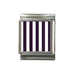 Vertical Stripes - White and Dark Purple Italian Charm (13mm)