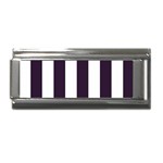 Vertical Stripes - White and Dark Purple Superlink Italian Charm (9mm)