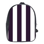 Vertical Stripes - White and Dark Purple School Bag (XL)