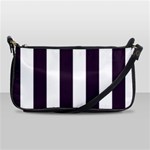 Vertical Stripes - White and Dark Purple Shoulder Clutch Bag