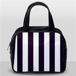 Vertical Stripes - White and Dark Purple Classic Handbag (One Side)