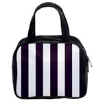 Vertical Stripes - White and Dark Purple Classic Handbag (Two Sides)