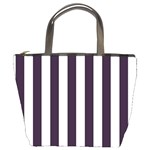 Vertical Stripes - White and Dark Purple Bucket Bag