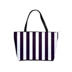 Vertical Stripes - White and Dark Purple Classic Shoulder Handbag (Two Sides)