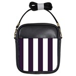 Vertical Stripes - White and Dark Purple Girls Sling Bag