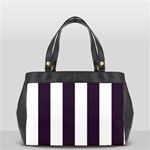 Vertical Stripes - White and Dark Purple Classic Oversize Office Handbag (Two Sides)