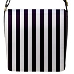 Vertical Stripes - White and Dark Purple Flap Closure Messenger Bag (S)