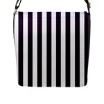 Vertical Stripes - White and Dark Purple Flap Closure Messenger Bag (L)