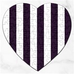 Vertical Stripes - White and Dark Purple Jigsaw Puzzle (Heart)