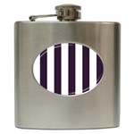 Vertical Stripes - White and Dark Purple Hip Flask (6 oz)