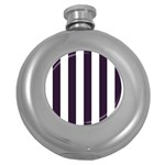 Vertical Stripes - White and Dark Purple Hip Flask (5 oz)