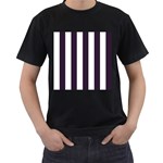 Vertical Stripes - White and Dark Purple Men s T-Shirt (Black)