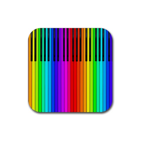 Rainbow Piano Keyboard  Rubber Coaster (Square) from ArtsNow.com Front