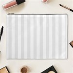 Vertical Stripes - White and Pale Gray Cosmetic Bag (XL)