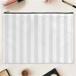 Vertical Stripes - White and Pale Gray Cosmetic Bag (XXXL)