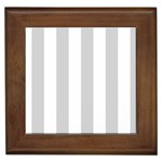 Vertical Stripes - White and Light Gray Framed Tile