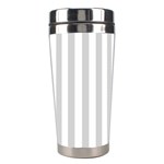 Vertical Stripes - White and Light Gray Stainless Steel Travel Tumbler