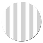 Vertical Stripes - White and Light Gray Magnet 5  (Round)