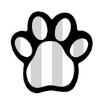 Vertical Stripes - White and Light Gray Magnet (Paw Print)