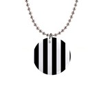 Vertical Stripes - White and Black 1  Button Necklace