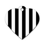 Vertical Stripes - White and Black Dog Tag Heart (One Side)