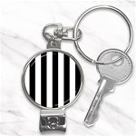 Vertical Stripes - White and Black Nail Clippers Key Chain