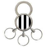 Vertical Stripes - White and Black 3-Ring Key Chain