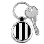 Vertical Stripes - White and Black Key Chain (Round)