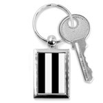 Vertical Stripes - White and Black Key Chain (Rectangle)