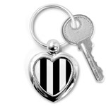 Vertical Stripes - White and Black Key Chain (Heart)