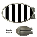 Vertical Stripes - White and Black Money Clip (Oval)