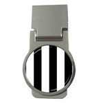 Vertical Stripes - White and Black Money Clip (Round)