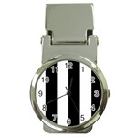 Vertical Stripes - White and Black Money Clip Watch