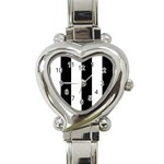 Vertical Stripes - White and Black Heart Italian Charm Watch