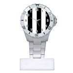 Vertical Stripes - White and Black Nurses Watch