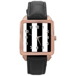 Vertical Stripes - White and Black Rose Gold Leather Watch